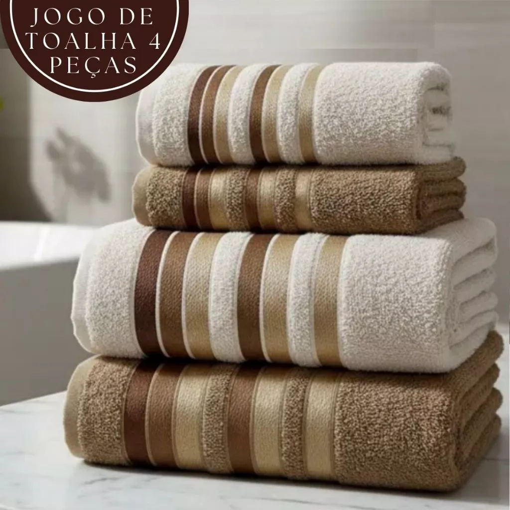 Jogo de Toalha 2 Banho e 2 Rosto 100% Algodão Excelente Absorção Felpuda Macia Premier Habitat - Imagem 4