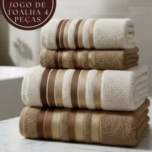 Jogo de Toalha 2 Banho e 2 Rosto 100% Algodão Excelente Absorção Felpuda Macia Premier Habitat