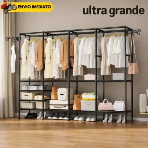 Roupeiro Guarda Roupa Portatil Cabideiro Arara Para Roupa Sapateira Organizador Multiuso Armário