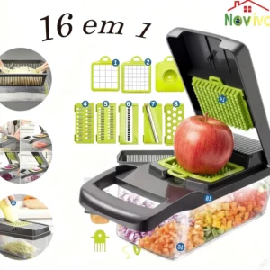 Cortador Multifuncional 16 em 1 Profissional Cozinha | Fatiador Ralador Aço Inox para Vegetais e Frutas