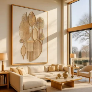 Quadro Decorativo Sala Folhagem Bege Gigante . Decore Sala Quarto Escritório Moderna Sem Moldura